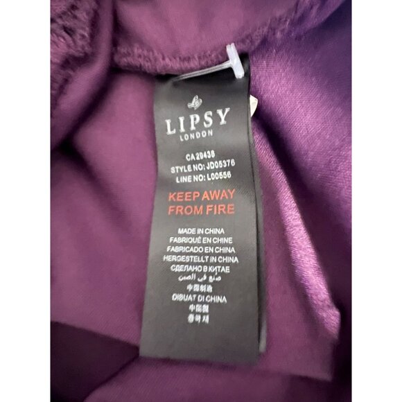 Lipsy Midi Dress 6 Us Eu 38 UK 10 Purple Stretch Hourglass Fit Sleeveless Lace - Picture 11 of 11